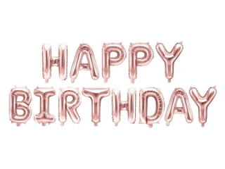 Foliový nápis HAPPY BIRTHDAY v Rosegold barvě 340 x 35 cm