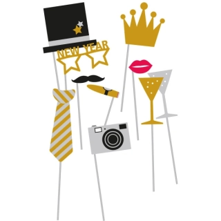 Rekvizity do fotokoutku Golden Wishes - Happy New Year 10 ks