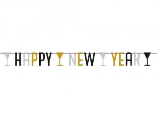 Party nápis Happy New Year - Golden Wishes 180 x 15 cm