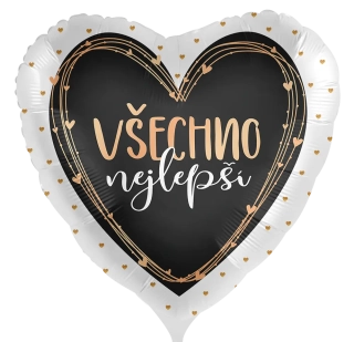 Fóliový balónek Všechno nejlepší CZ Srdce rose gold 43 cm