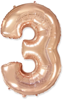 Foliová číslice - rosegold 3 - 102 cm