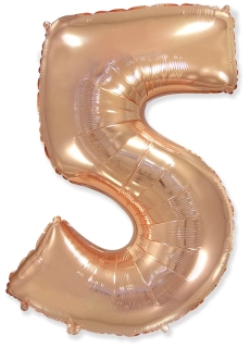 Foliová číslice - rosegold 5 - 102 cm