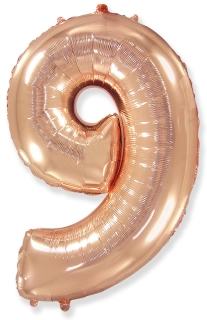 Foliová číslice - rosegold 9 - 102 cm