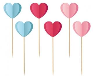 Napichovátka srdíčka 3D - 6 ks