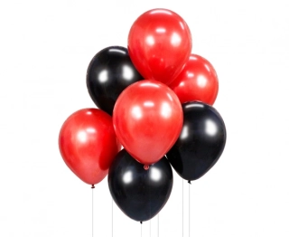 Balonkový buket Chrome černo-červený - 7 ks