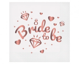 Ubrousky papírové bílé Bride to Be 20 ks