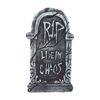 Dekorace na Halloween Náhrobek RIP Live in Chaos 43 cm