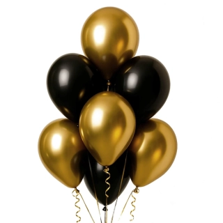 Balonkový buket zlato-černý 7 ks
