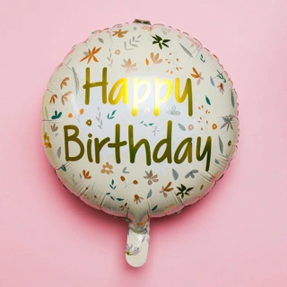 Fóliový balónek kvítí - Happy Birthday - 45 cm