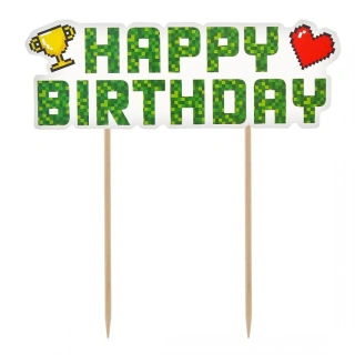 Dekorace na dort Game On - Happy Birthday 14 cm