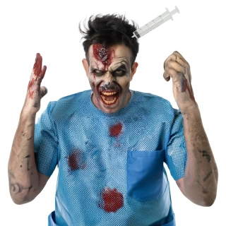 Halloweenská čelenka s injekční stříkačkou