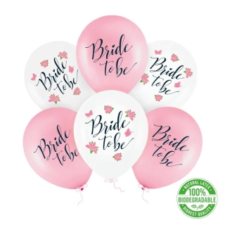 Latexové balonky Bride to be květy 30 cm - 6 ks