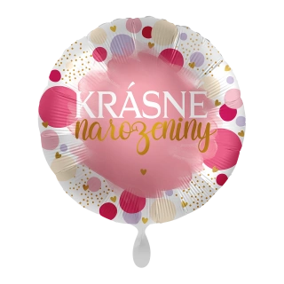 Fóliový balónek Krásné narozeniny CZ - Pink Birthday - 43 cm