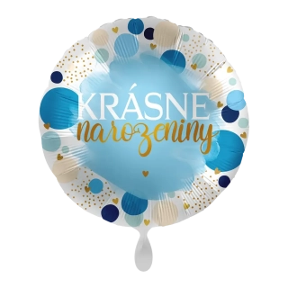 Fóliový balónek Krásné narozeniny CZ - Blue Birthday - 43 cm