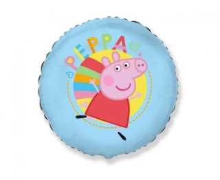Fóliový balonek kruh Prasátko Peppa modrý 46cm