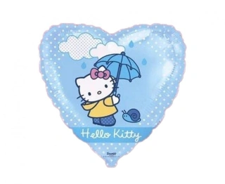 Foliový balonek srdce - Hello Kitty s deštníkem