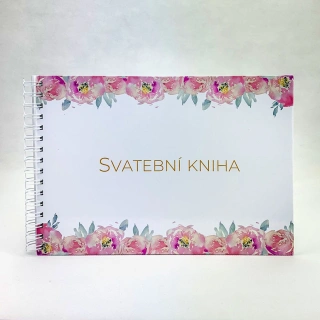 Svatební kniha hostů - růžové květiny