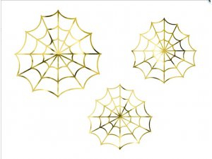 Papírové dekorace - zlaté pavoučí sítě 3 ks