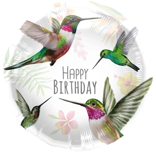 Fóliový balónek - Kolibříci Happy Birthday - 45 cm