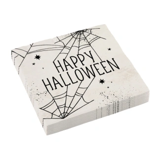 Papírové party ubrousky Happy Halloween - pavučiny 33x33cm, 16 ks
