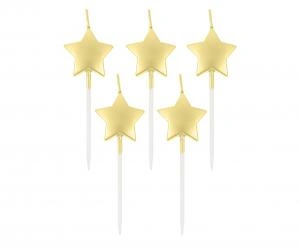 Dortové svíčky - Hvězda - metalická zlatá - 5 ks