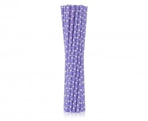 BIO brčka papírová fialové s bílými puntíky 12 ks