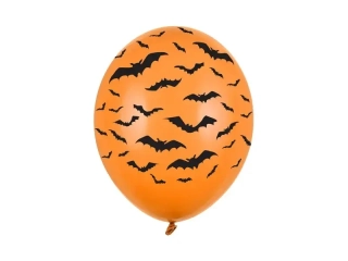 Latexový balonek Halloween oranžový s netopýry 30 cm