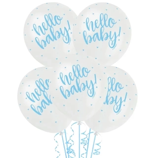 Latexové balonky Hello Baby - modré 5 ks