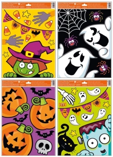 Halloweenská dekorace na okno - strašidla 32 x 40 cm