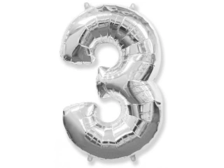 Číslice 3 stříbrná - 82cm
