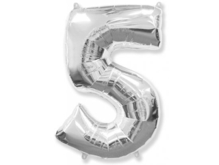Číslice 5 stříbrná - 82cm