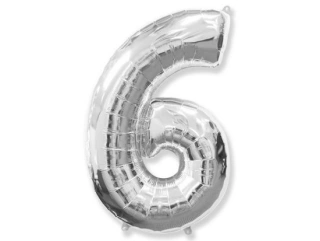 Číslice 6 stříbrná - 82cm