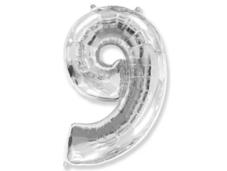 Číslice 9 stříbrná - 82cm