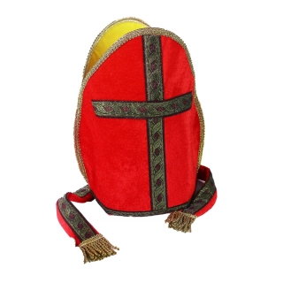 Mikulášská čepice červená se zlatým lemováním