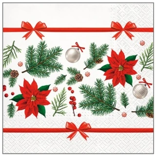 Papírové ubrousky vánoční hvězda - třívrstvé 33 x 33 cm, 20 ks