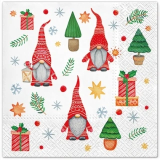 Papírové ubrousky vánoční skřítek - třívrstvé 33 x 33 cm, 20 ks