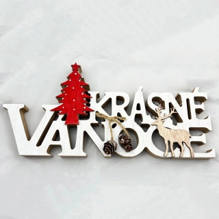 Vánoční dřevěná dekorace - nápis "Krásné Vánoce"