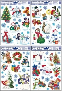 Vánoční dekorace na okno s glitry 27 x 20 cm