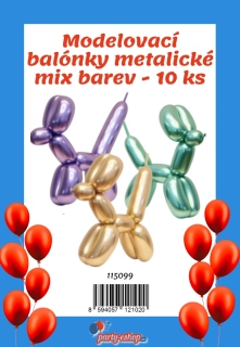 Modelovací balonky metalické - mix barev 10 ks