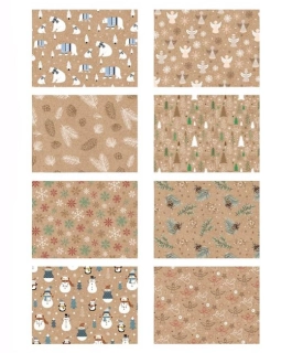 Balící papír kraft Vánoce - mix 