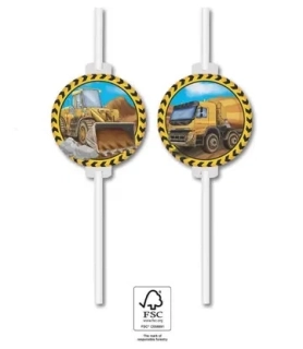 Papírová brčka - Staveniště 4ks