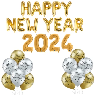 Sada balonků Happy New Year - zlatá