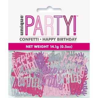 Konfety Glitz Happy Birthday růžové
