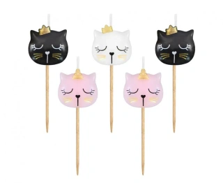 Dortové svíčky - Kočičky s korunkou - 5 ks