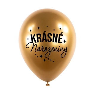 Latexové balonky zlaté - Krásné narozeniny 5 ks