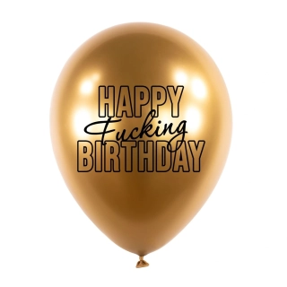 Latexové balonky - Happy Fuc..ng Birthday 5 ks - zlaté
