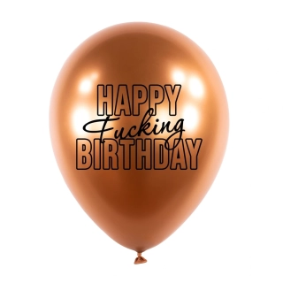 Latexové balonky - Happy Fuc..ng Birthday 5 ks - jantarové
