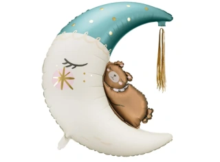 Foliový balonek Medvídek na měsíci modrý 98 cm