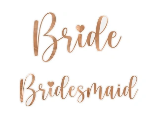 Samolepky na sklenky rosegold - Bride a Bridesmaid