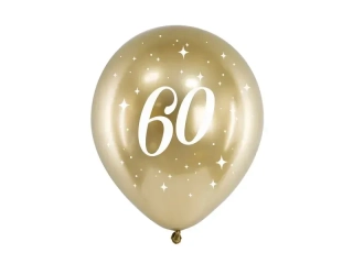 Latexové balonky metalické zlaté 60. narozeniny - 6 ks